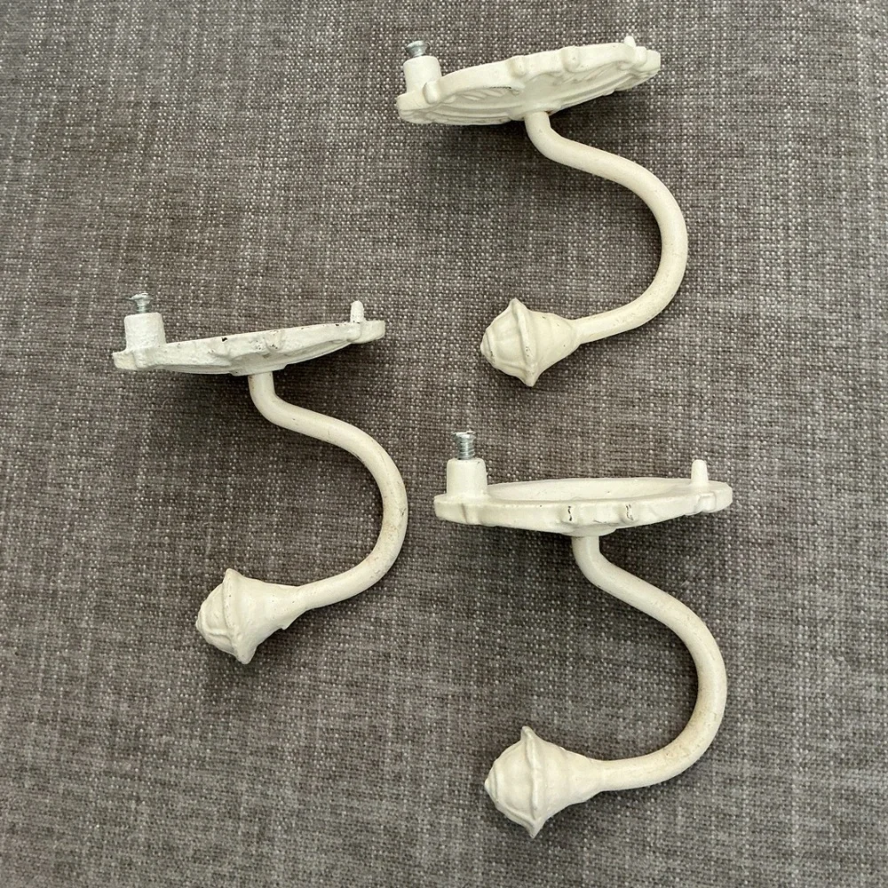 White cast iron wall hooks Set of 3